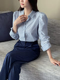 Stoney Stripe Puff Shirt Blouse