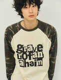 COLLAGE LETTER Camo Raglan Long Sleeve T-Shirt