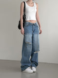 Folded Damage Denim Pants