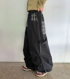 [Unisex] Kamna Carpenter Check Cotton Banding Wide Pants