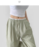 Rustling Color Matching Ice Wide Slacks Banding Pants