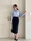 Nancy Stripe Puff Shirt Blouse