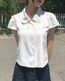Lute round collar button puff jacket