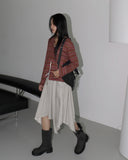 [MADE] Dilly Pile Color Matching Unbal A-line Layered Midi Skirt