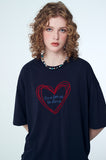Chain Heart Embroidered Short Sleeve Tee