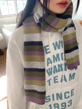 Noten Vintage Stripe Color Matching Long Muffler