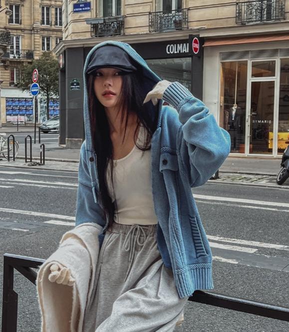 【U LAN】Demon Washing Knit Hood Jacket U LAN (ユーラン) - デモンウォッシュ加工ニットフード