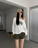 Butterful Print Off-Shoulder Long Sleeve