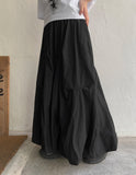 Kaa Balloon Pintuck Nylon Long Skirt