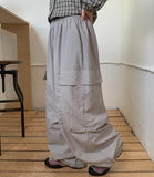 Key Dance Nylon Parachute Banding Cargo Wide Pants