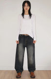 UNBALANCE SLIT SHIRRING T