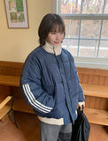 Koori Color Matching Line Padding Jumper