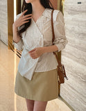 Selly Stripe Shirring Wrap Shirt