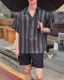 Lucen Silk Texture Open Collar Shirt