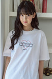 Cat's Heart Chain Embroidery Short Sleeve Tee