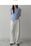 Pastel one-tuck wide slacks