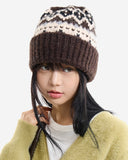 Fuzzy wool blend knit beanie