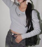 Honti Pastel U-Neck Round Crop Knit