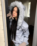 Newa Nordic Fur Two-Way Knit Hooded Zip-Up