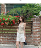 Knit Button Ribbed V-neck Sleeveless