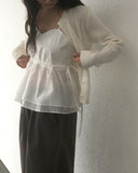 Abing Lace Ribbon Strap Tulip Heart Sleeveless