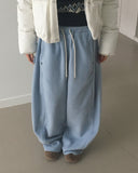 Pinky side snap bijou fleece wide pants