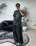 Diepin snap balloon denim pants