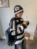 Corelli Button Stripe Hood Knit