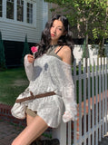 Summer Over Back Eyelet V-Neck Knit