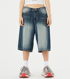 Tin brush washed bermuda denim half pants