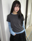 Cel Color Matching Layered Long Sleeve T-Shirt