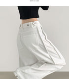 Hem Snap Cut Pin Tuck Adjust Wide Balloon Cotton Pants