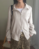 Lettering Patch Track Two Way Pile Zip-Up