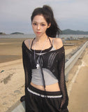 Berin Short Vintage Mesh Knit Cardigan