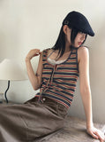 Titan hippie color matching striped vest sleeveless