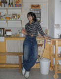 Lock Adjust Button Balloon Denim Pants