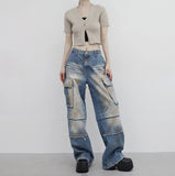 (Unisex) Biso Cargo Wide Denim