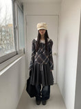 Sisson Check Scarf Off-Shoulder Long Sleeve Tee