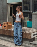 Cutout Zipper Cargo Two-Way Denim Pants