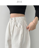 4-Season Hem Snap Long Wide Cotton Pants