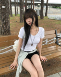 Jenne Shirred V-neck Slim Short Sleeve
