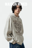 DOODLE HEART WAFFLE ZIP UP HOODIE