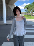 Surin Flower Frill Cardigan Sleeveless Set