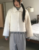 Bnet round button fur short jacket coat