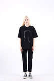 Minimal face Art Line Embroidery Short Sleeve