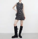 Tein sleeveless denim one piece