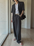 Made linen two tuck wide slacks