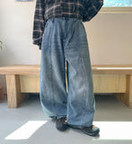 [unisex] Hilde Curved incision Denim Wide Pants