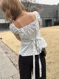 Ayu Dot Button Pintuck Blouse