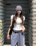 Yui Lace Shirred Puff Short Sleeve